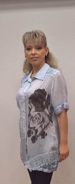 Летний светлый блузон-туника "пыльник"