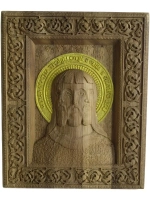 Икона Смесоипостасная Троица резная из массива дуба большая