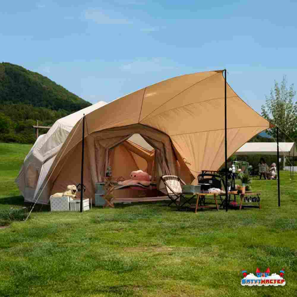 Пневмокаркасная палатка «Летний Уют» 3,8×3,8×2,5 м — семейная, кемпинговая из ПВХ