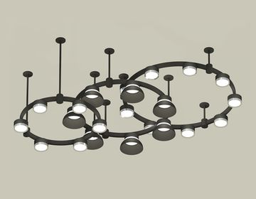 Комплект подвесного светильника  с акрилом 22*GX53 XR92222010/22 SBK/PSL/FR черный песок/серебро полированное/белый матовый Techno Ring DIY System Complects Ambrella