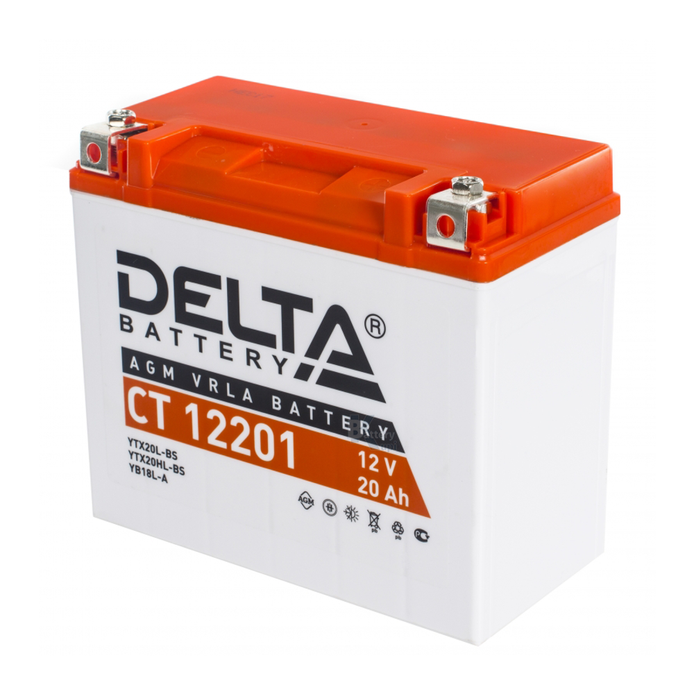 Аккумулятор Delta CT 12201 (YTX20L-BS, YTX20HL-BS, YB16L-B, YB18L-A)