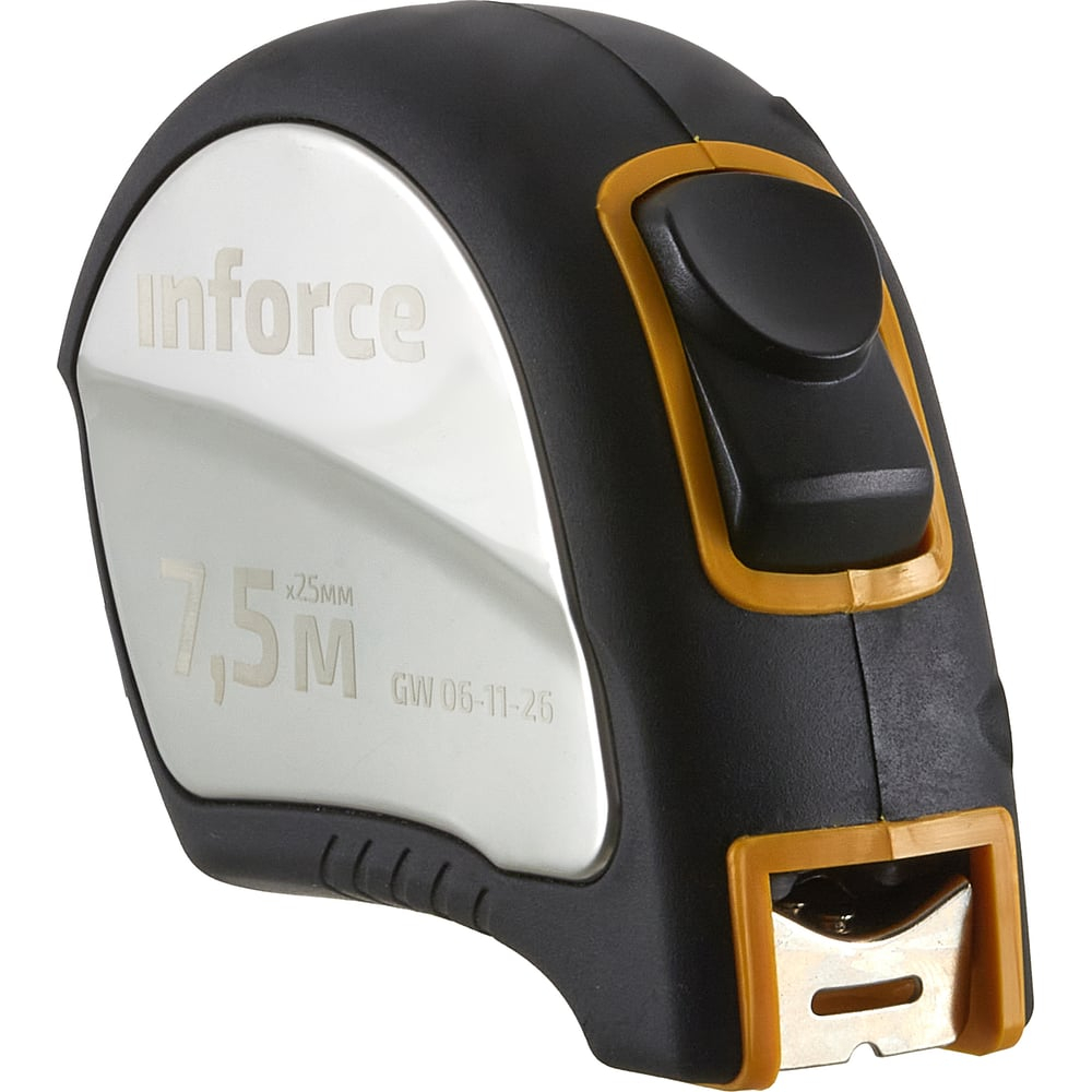 Рулетка в корпусе из нержавеющей стали с автостопом 7.5x25мм Inforce GW 06-11-26