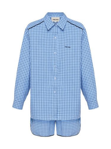 Голубой хлопковый костюм с шортами