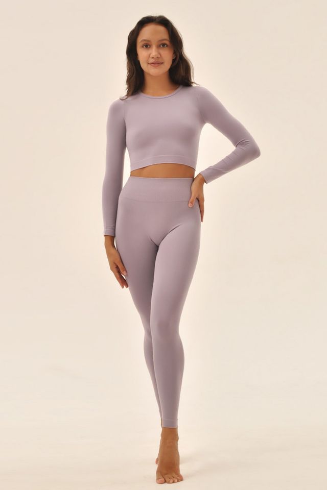 Женские гладкие длинные леггинсы из микрофибры плотной вязки