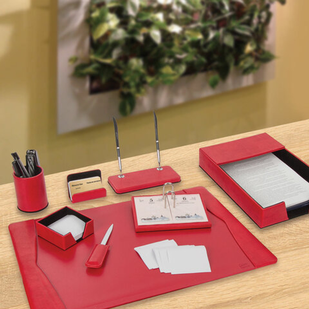 Набор настольный GALANT из экокожи, 8 предметов, под змеиную кожу, красный, 232283