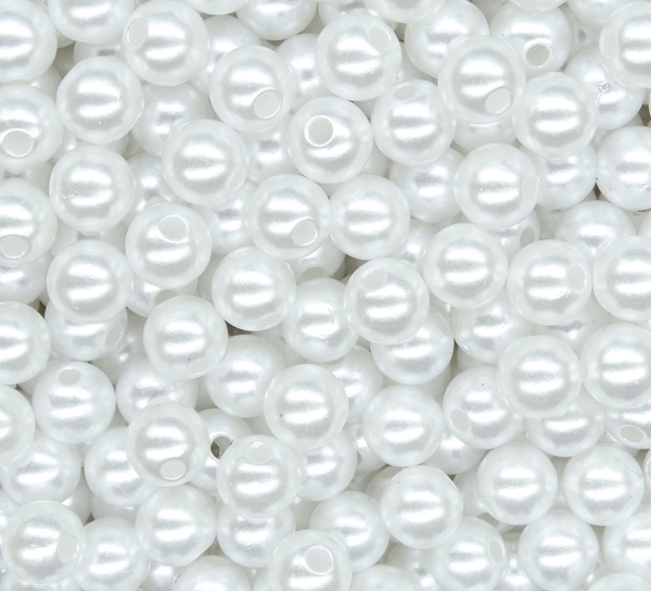 БА001НН8 Акриловые бусины круглые, цвет: белый, размер: 8 мм, 25 гр.
