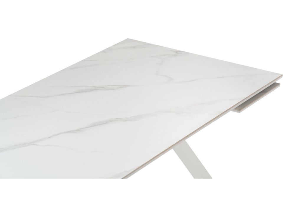 Стол Габбро 140(200)х80х76 белый мрамор / белый