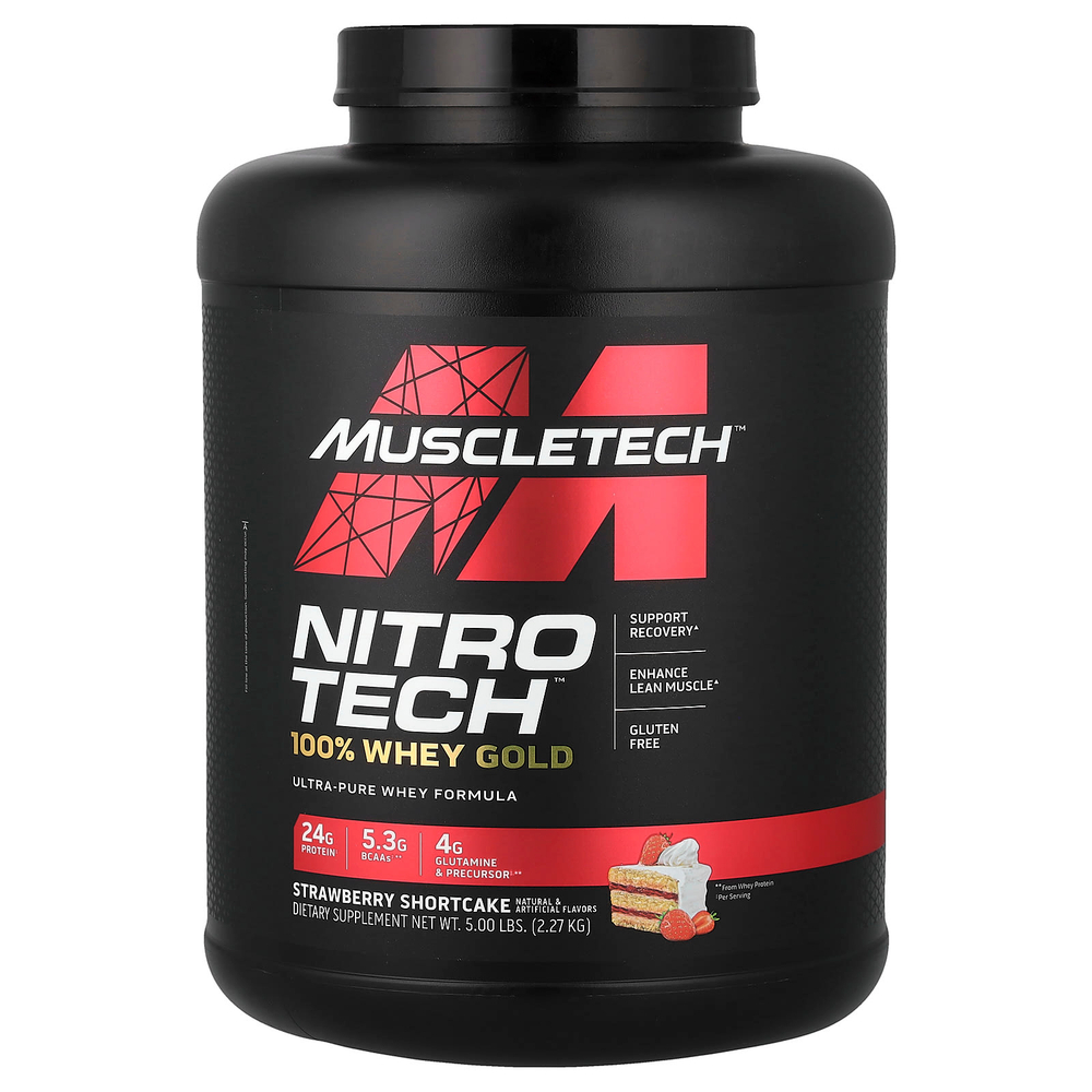MuscleTech, Nitro-Tech® 100% Whey Gold, сывороточный протеин, клубничное печенье, 2,27 кг (5 фунтов)