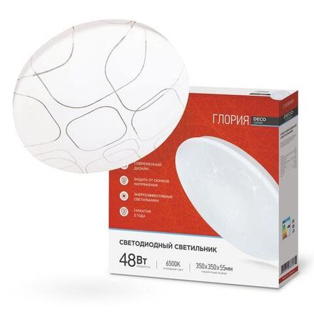Светильник светодиодный DECO ГЛОРИЯ 48Вт 6500К 4320лм 230В 380х55мм IN HOME 4690612038643