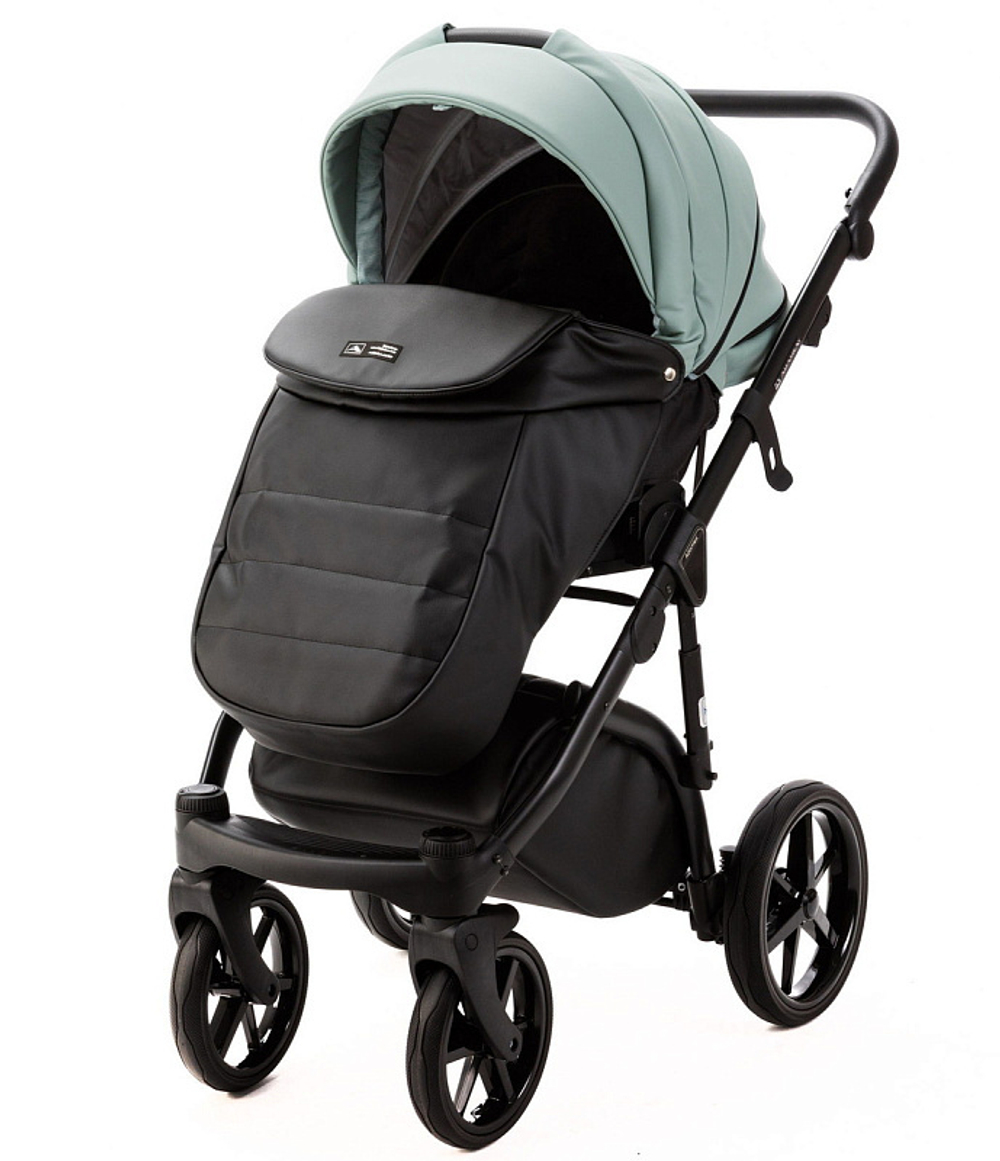 Детская коляска Adamex Nola Deluxe 2 в 1 N-SD103 (СЕРО-ЗЕЛ. КОЖА + ЧЕРН.КОЖА)