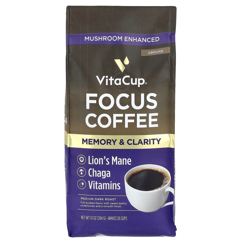 VitaCup, Focus Mushroom Coffee, молотый, средней темной обжарки, 284 г (10 унций)