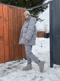 Джоггеры утеплённые, пепельные