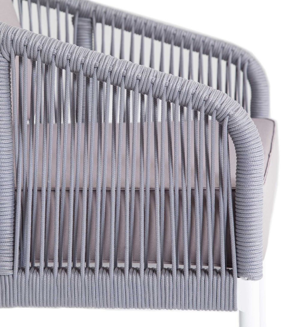 "Канны" лаунж-зона 4-местная плетеная из роупа (веревки), цвет светло-серый