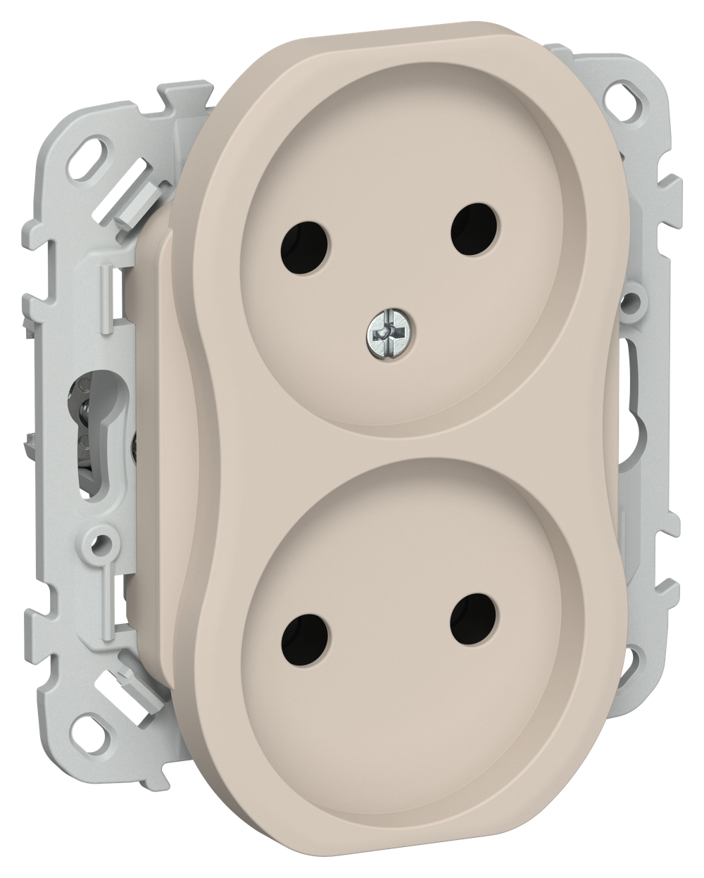 FLITE Розетка 2-местная без заземления без защитных шторок 10А РС02-0-ФлЛ льняной IEK