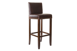 PJH045-PJ530 Стул барный кожа коричнев. 43*40*107см ножки береза