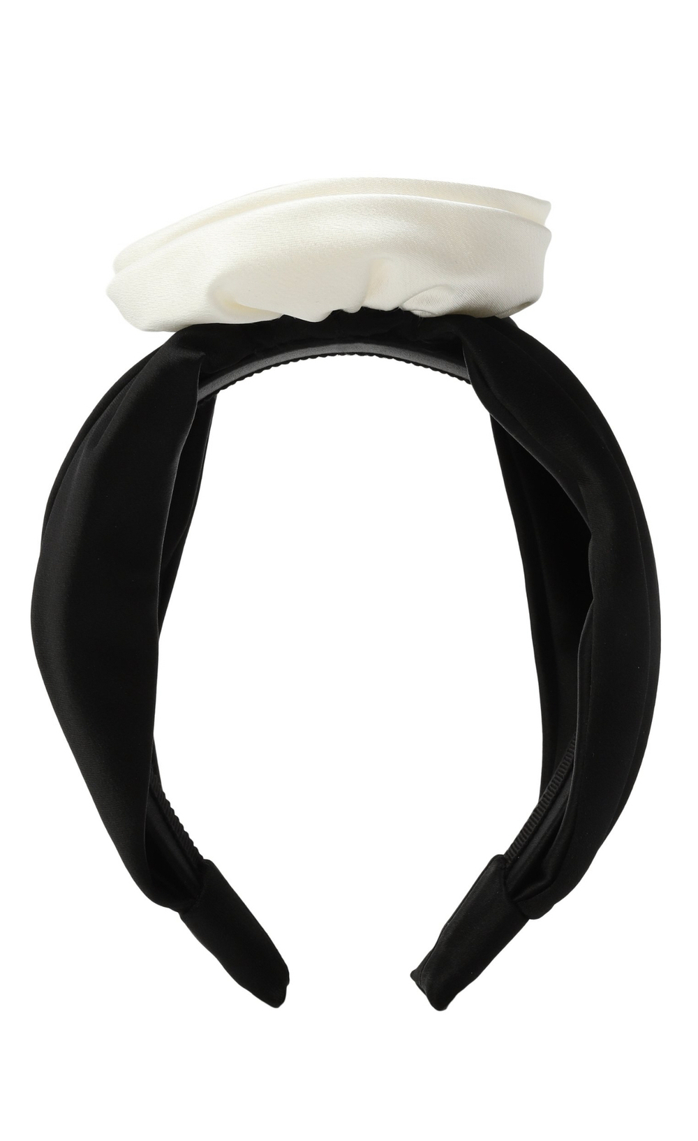 Ободок-узел черный с белой розой