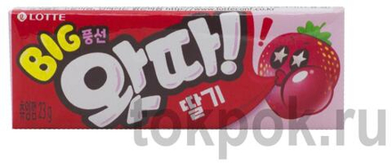 Жевательная резинка Lotte What a Big Bubble Gum, вкус клубники, 23 гр