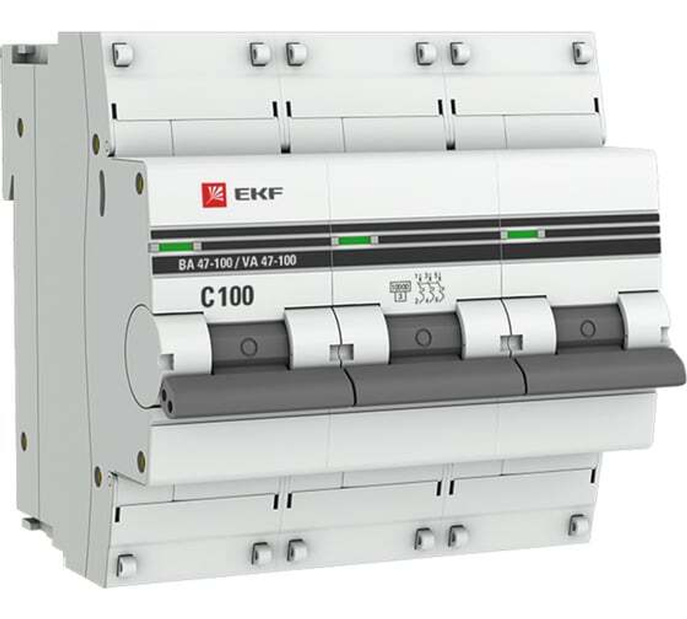 EKF PROxima Автоматический выключатель ВА 47-100 3P 100А С10кA с опломбировкой