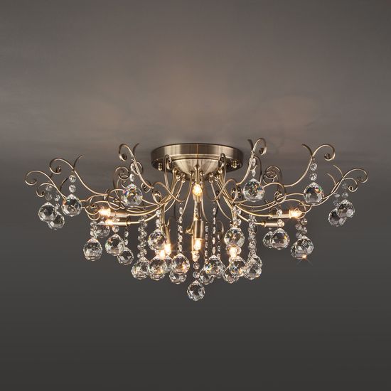 10042/12 / потолочный светильник /   античная бронза/прозрачный хрусталь