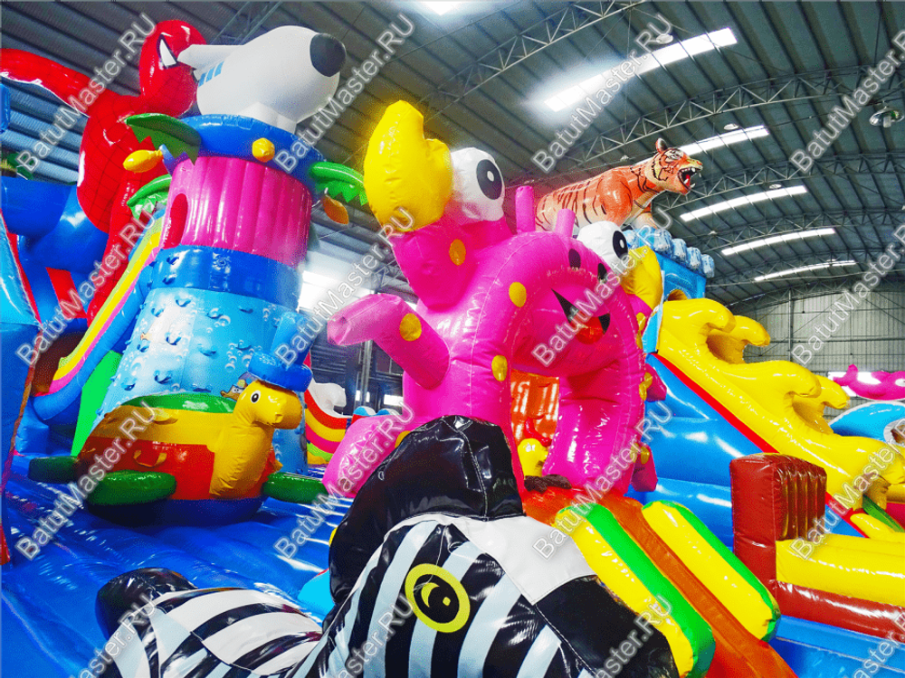 Мега-батут "Хамелеон и динозавры", 22*10*7 м