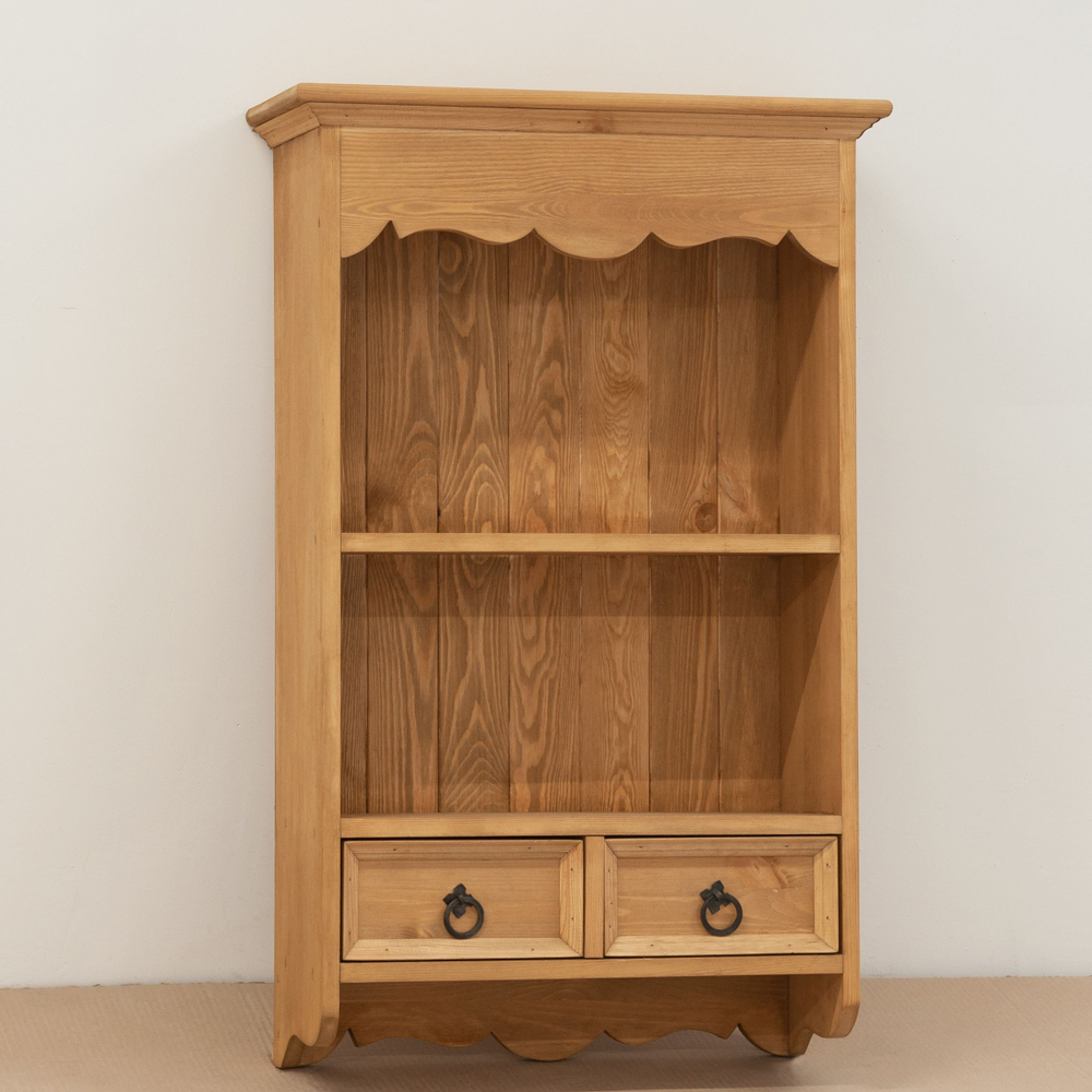 Шкаф навесной Прованс 2 ящика для кухни и ванной из массива сосны, бежевый