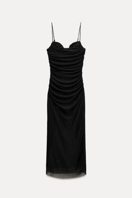 ZARA ПЛАТЬЕ МИДИ, ЧЕРНЫЙ
