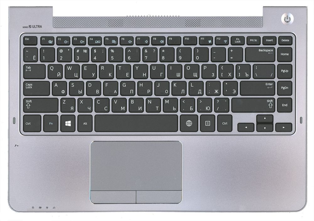 Клавиатура для ноутбука Samsung NP530U4C, NP535U4C Series (Черная, с top case)