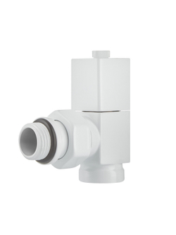 Набор дизайн-вентилей Royal Thermo CUBE, угловой (белый) 1/2"