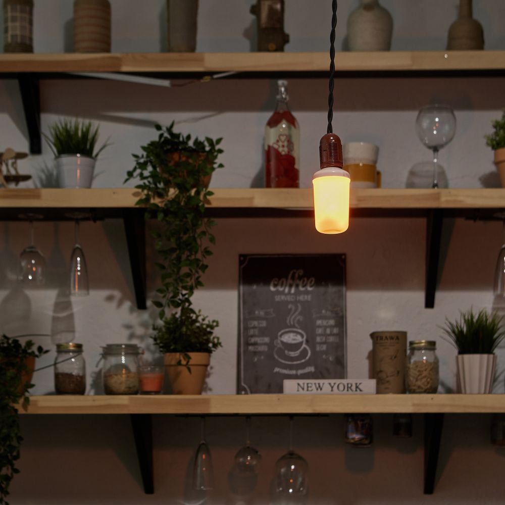 LED-L60-6W-FLAME-E27-FR PLD01WH Лампа светодиодная декоративная с типом свечения эффект пламени. Форма цилиндр. матовая. Картон. ТМ Uniel.