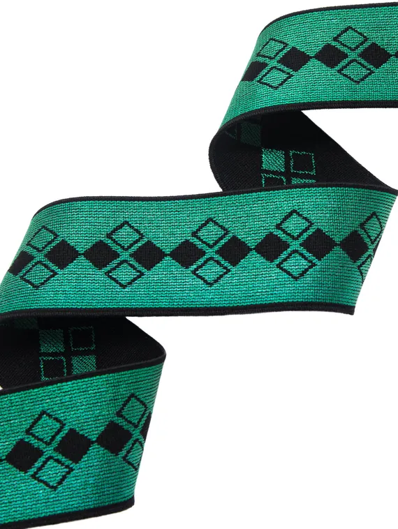 Резинка широкая, 40 мм, ромбы, зеленый
