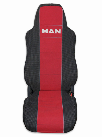 Чехлы MAN TGA (полиэфир, черный, красная вставка)