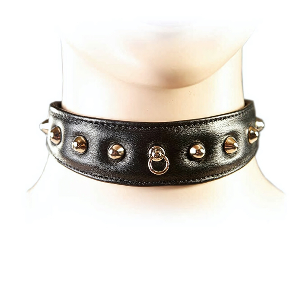 Ошейник фигурный узкий (Цвет: черный с серебристым)