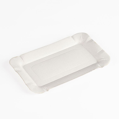 Тарелка КАРТОННАЯ прямоугольная (Диапазон) 130х200мм, БЕЛЫЙ 8упак/100шт. 800шт/кор