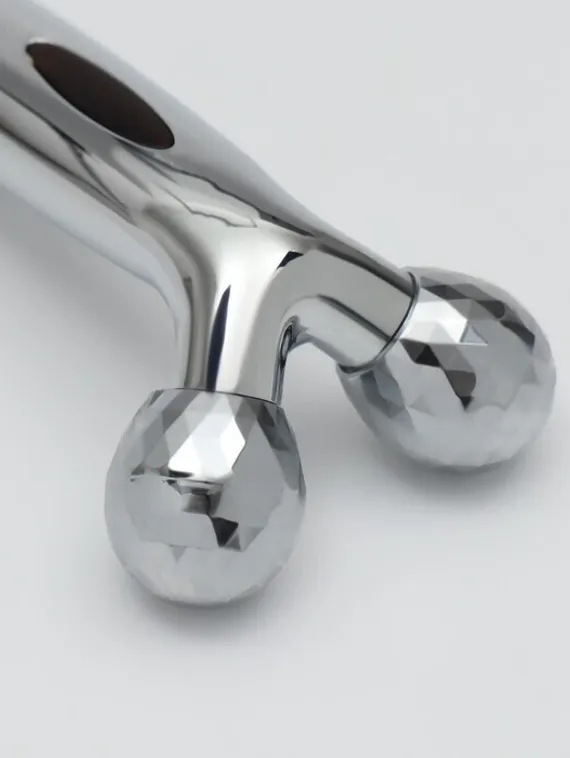 Массажёр для лица и зоны декольте, 2 шара, 14,3 × 4,5 см, цвет серебристый