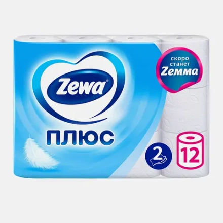 Туалетная бумага Zewa Плюс без аромата 2 слоя 12 рулонов в ассортименте