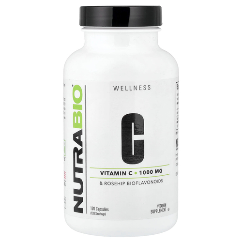 NutraBio, биофлавоноиды витамина C и шиповника, 120 капсул