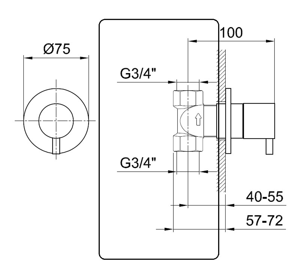 Fantini Встраиваемая часть запорного вентиля 3/4 19 00 3970A