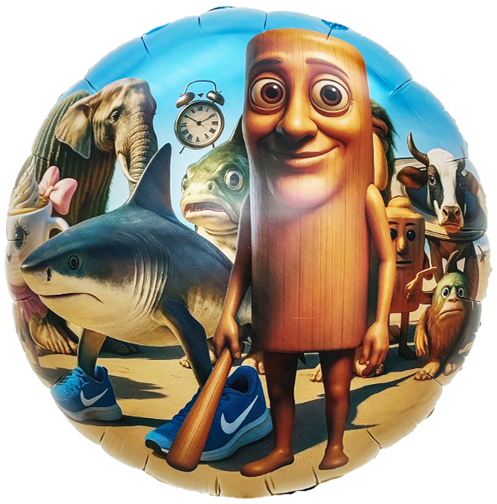 Купить круглый шар с гелием с изображением героев итальянских мемов