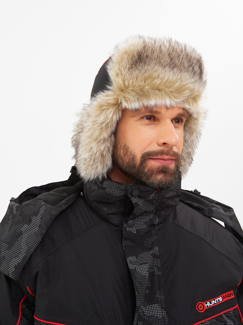 Шапка ушанка зимняя Reflect ткань Reflex Membrane цвет Чёрный иск. мех Волк