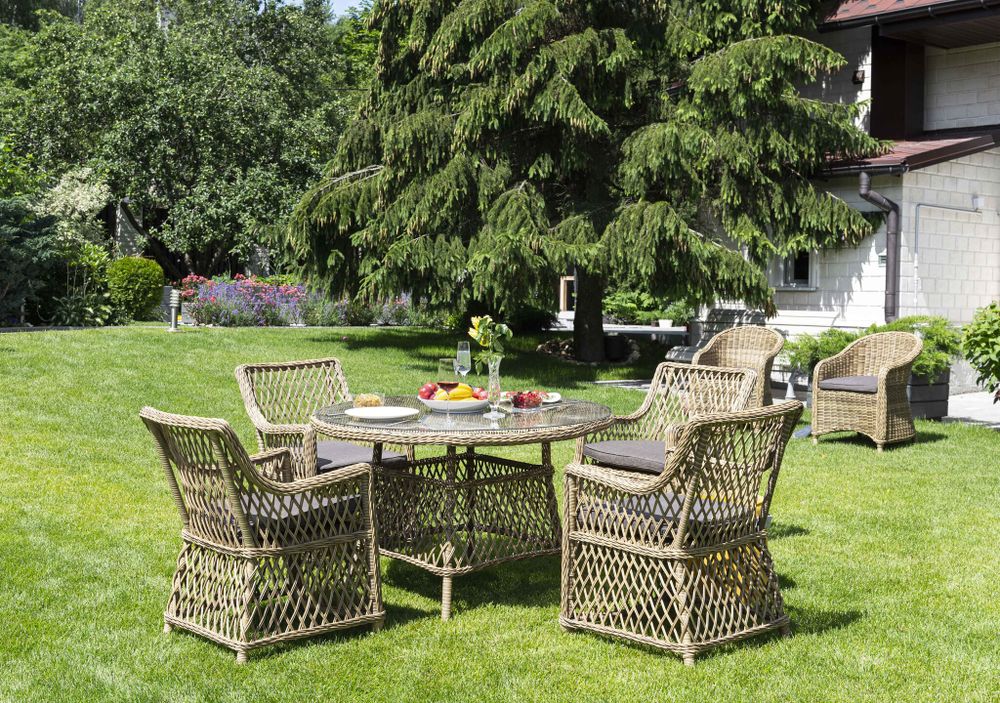 "Доппио" обеденная группа плетеная, цвет соломенный