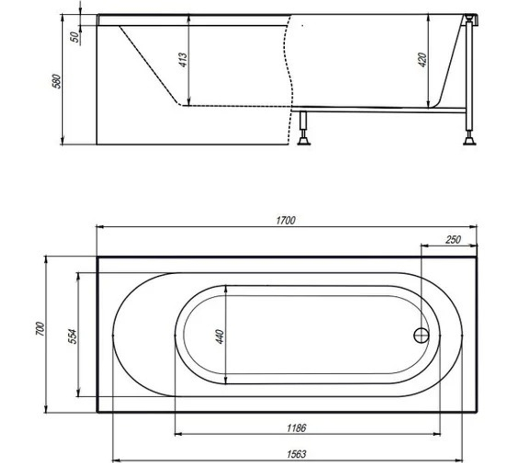 Ванна акриловая ALEX BAITLER NEMI 170*75