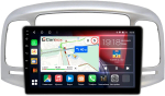Магнитола для Hyundai Verna 2006-2010 (рамка серебро) - Canbox 9-069 Qled, Android 10, ТОП процессор, SIM-слот