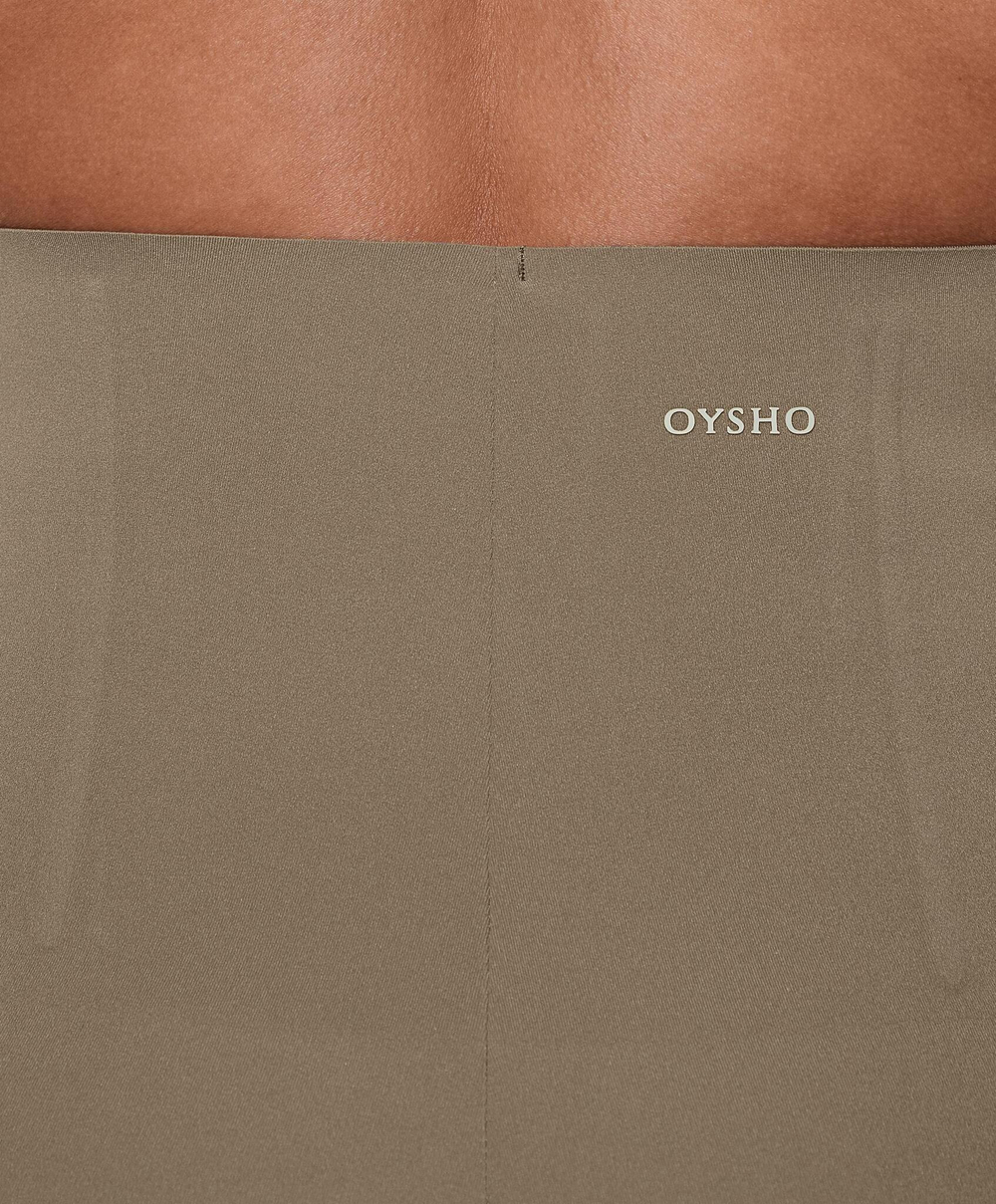 OYSHO Легинсы с высокой посадкой и застежкой-молнией длиной 65 см, коричнево-серый