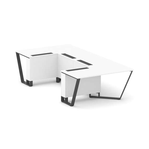 Steel Meet Стол переговорный П-образный KDK-PR.B.SP-07P Белый Бриллиант/Металл Антрацит 1600*3200*75