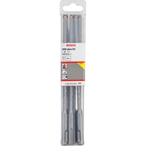 Бур по бетону SDS plus-5X 6x150x210 мм, 10 шт. BOSCH 2608833893