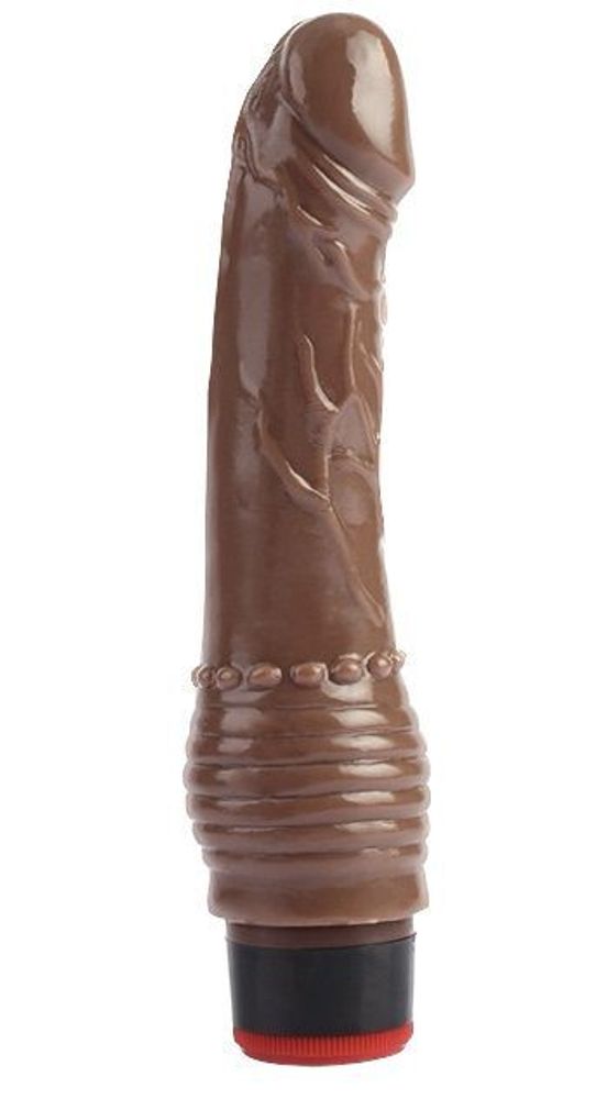 Коричневый вибратор 7.6 Vibrating Dildo - 19,5 см. (Цвет: коричневый)