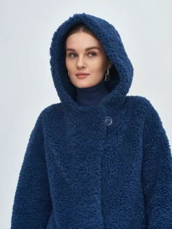 Шуба чебурашка тедди из экомеха, синяя, Северина