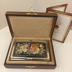 Визитница "Анютины глазки" (роспись Палех) худ. Путилова