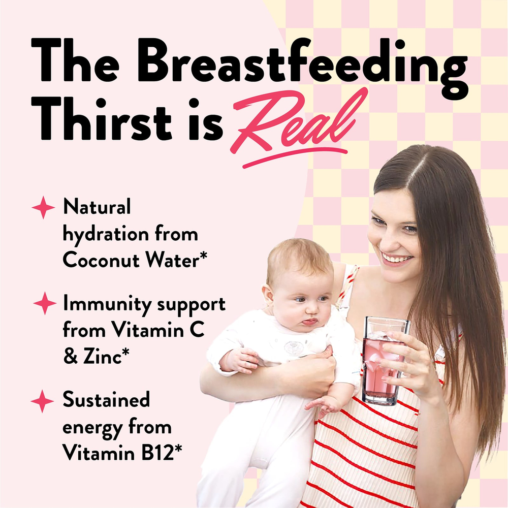 Legendairy Milk, She's Thirsty®, смесь электролитов с кокосовой водой, со вкусом клубничного лимонада, 18 стиков по 8,4 г (0,30 унции)