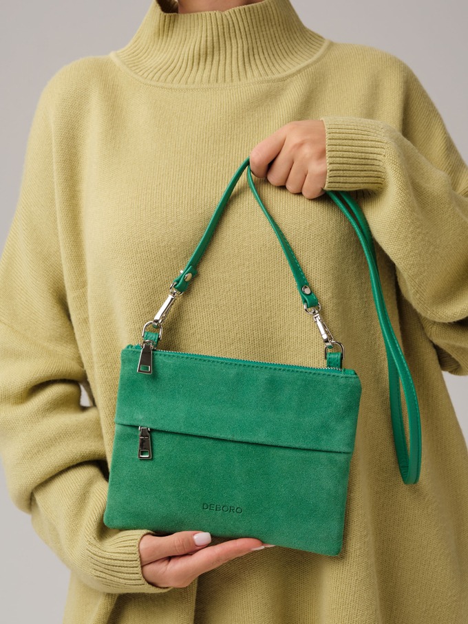 Замшевая сумка Deboro 3017 зеленый изумруд